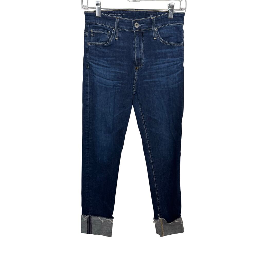 AG Adriano Goldschmied The High Rise Stevie Cuff Jeans Women’s 25 Blue Denim‎